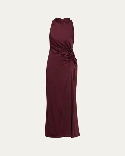 A.l.c Inez Satin Mock-neck Gown In Brown