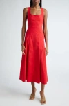 A.l.c Isabel Sleeveless A-line Midi Dress In Rouge