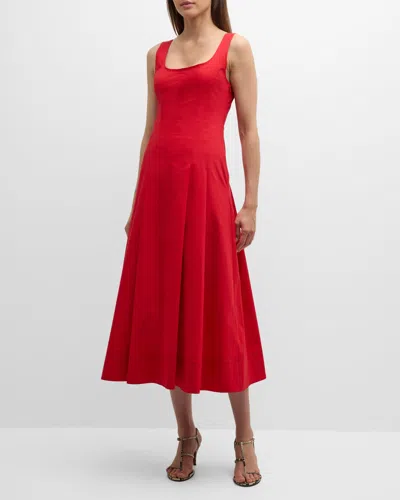 A.l.c Isabel Sleeveless A-line Midi Dress In Rouge