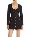 A.l.c Ivy Button Front Long Sleeve Mini Dress In Black In Black