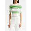 A.l.c . Jack Stripe Cotton Blend Knit Top In White