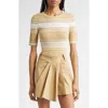 A.l.c . Jack Stripe Cotton Blend Knit Top In Neutral