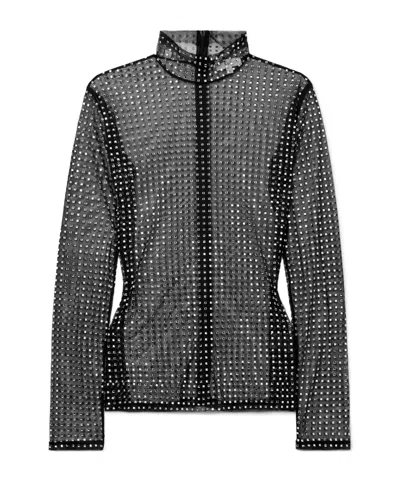 A.l.c James Crystal-embellished Mesh Turtleneck Top In Black
