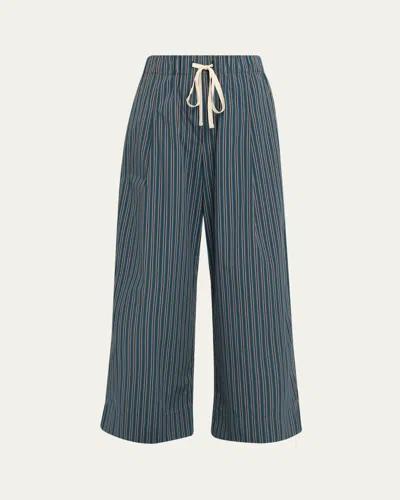 A.l.c James Striped Cotton Drawstring Pants In Blue