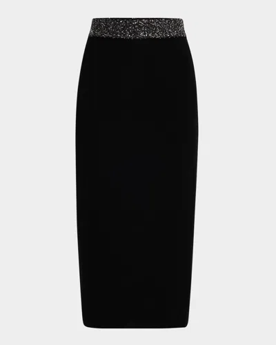 A.l.c Jane Embellished Knit Midi Skirt In Blacksilv