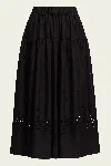A.l.c Jay Embroidered Cotton Midi Skirt In Black