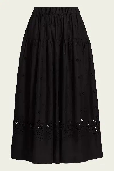 A.l.c Jay Embroidered Cotton Midi Skirt In Black