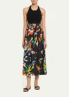 A.l.c Jayden Cotton Midi Skirt In Black Multi In Multi
