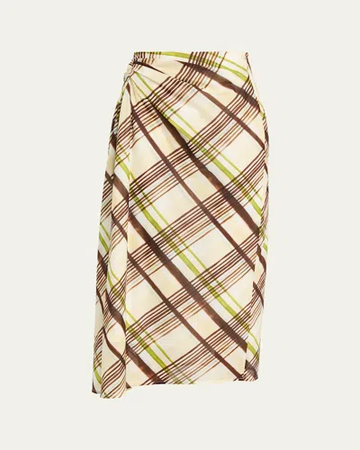 A.l.c Jean Draped Plaid Midi Skirt In Multi