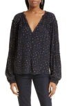 A.l.c . Jenna Abstract Print Top In Black/blue Multi