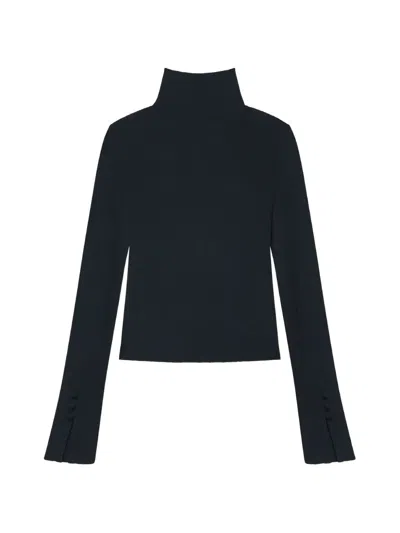 A.l.c Jett Button-cuff Sweater In Black
