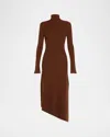 A.l.c Jett Merino Turtleneck Midi Dress In Brown