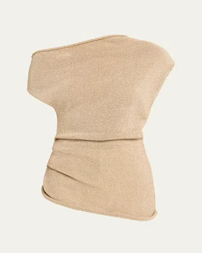 A.l.c Joni Draped One-shoulder Metallic Knit Top In Blue