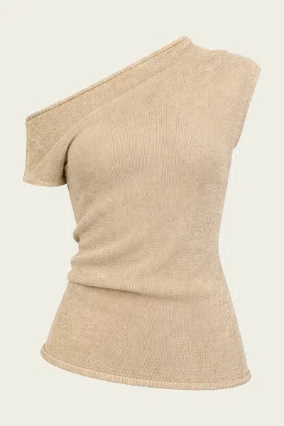 A.l.c Joni Knit One Shoulder Top In Light Brown In Neutral