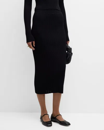 A.l.c Joni Ribbed Midi Skirt In Black