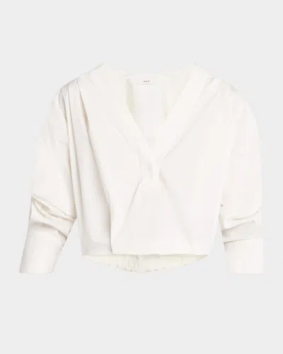 A.l.c Jordan Ruched-sleeve Popover Top In White