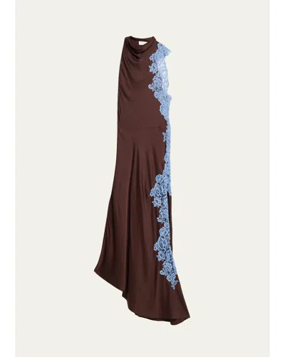 A.l.c Josephine Satin And Lace Maxi Dress In Ganachefr