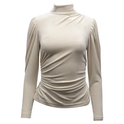 Pre-owned A.l.c Joss Top With Puff Sleeves In Cream Velvet In White