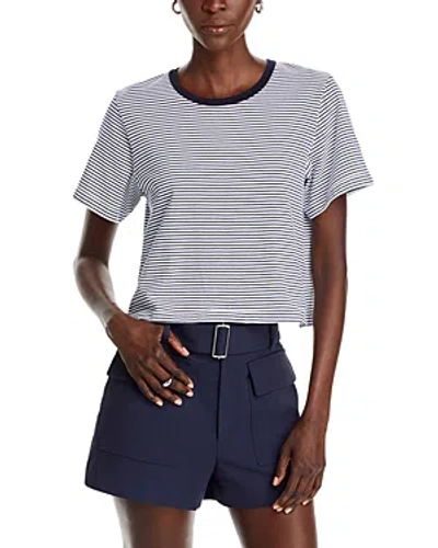 A.l.c Julia Cropped Striped Tee In Off White/navy Blue
