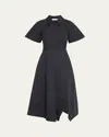 A.l.c Julianna Short-sleeve A-line Cotton Midi Dress In Maritime Navy