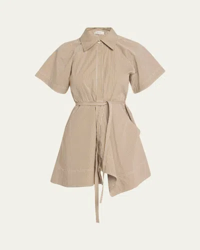 A.l.c Julie Pinstripe Mini Shirtdress In Brown