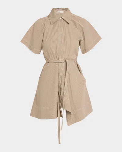 A.l.c Julie Pinstripe Mini Shirtdress In Brown