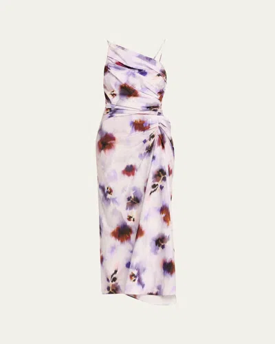 A.l.c Juno Asymmetric Floral Midi Dress In Multi