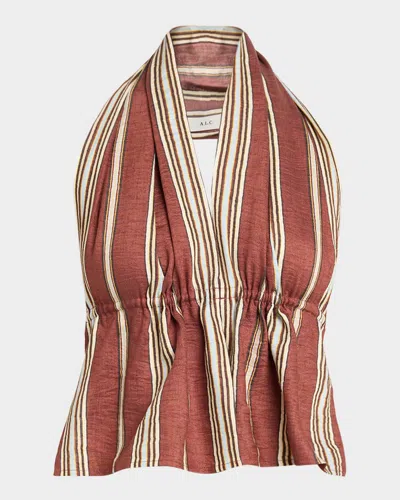 A.l.c Kaia Linen Tie-back Halter Top In Brown