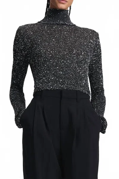 A.l.c Kendall Sequin Embellished Top In Black/silver