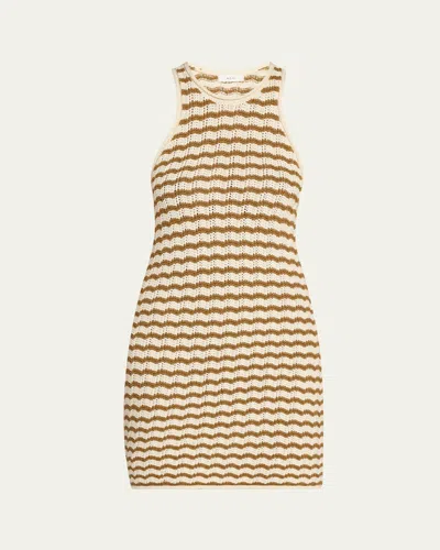 A.l.c Kendra Sleeveless Mini Dress In Parchment/aged Bronze Stripe