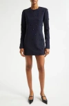 A.l.c Kenna Embellished Long-sleeve Mini Dress In Evening Blue/jet