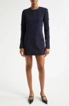 A.l.c Kenna Embellished Long-sleeve Mini Dress In Evening Blue/jet