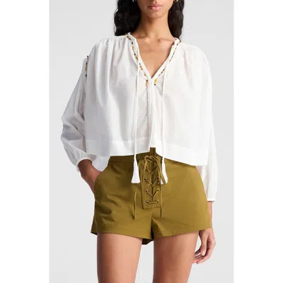 A.l.c . Keri Lace-up Tassel Tie Sweater In White