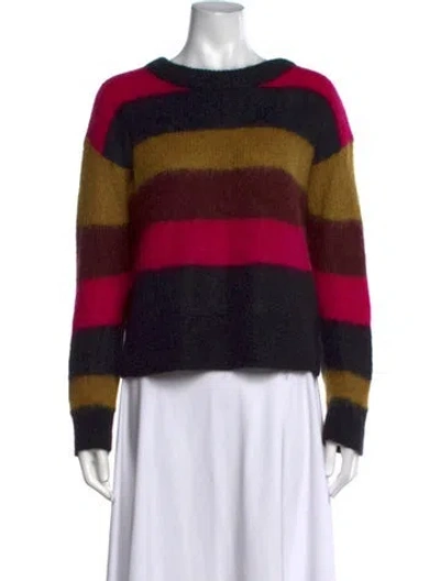 Pre-owned A.l.c Kid Mohair Striped Sweater In Black/pink