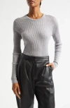 A.l.c . Kyle Merino Wool Long Sleeve Rib Top In Light Heather Grey