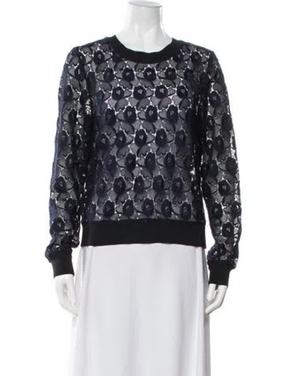 Pre-owned A.l.c Lace Floral Print Top In Blue