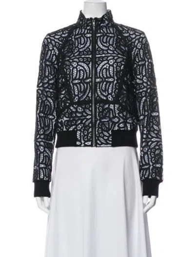 Pre-owned A.l.c Lace Pattern Bomber Jacket In Black