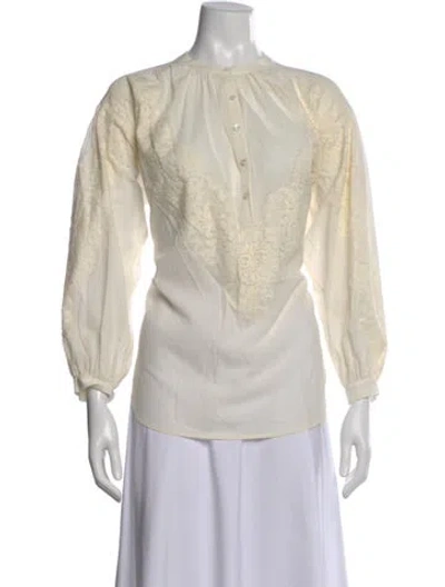 Pre-owned A.l.c Lace Pattern Crew Neck Blouse In Neutral