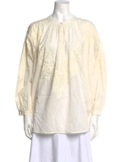 Pre-owned A.l.c Lace Pattern Crew Neck Blouse In Neutrals