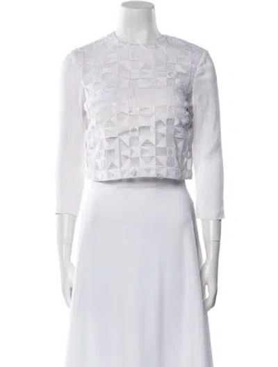 Pre-owned A.l.c Lace Pattern Crew Neck Crop Top In Neutral