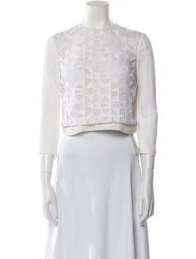 Pre-owned A.l.c Lace Pattern Crew Neck Crop Top In Neutral