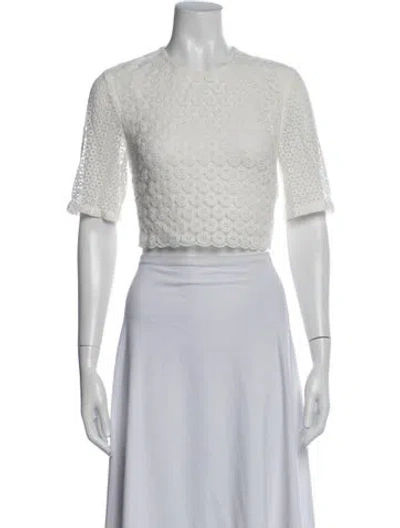 Pre-owned A.l.c Lace Pattern Crew Neck Crop Top In Neutrals