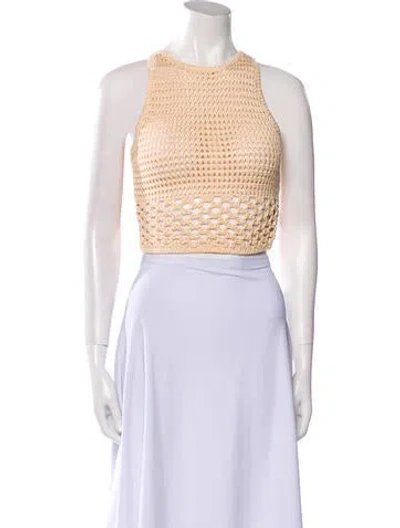 Pre-owned A.l.c Lace Pattern Crew Neck Crop Top W/ Tags In Neutral