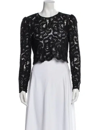 Pre-owned A.l.c Lace Pattern Crew Neck Top In Black