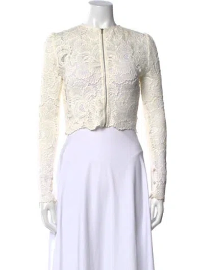 Pre-owned A.l.c Lace Pattern Crew Neck Top In White