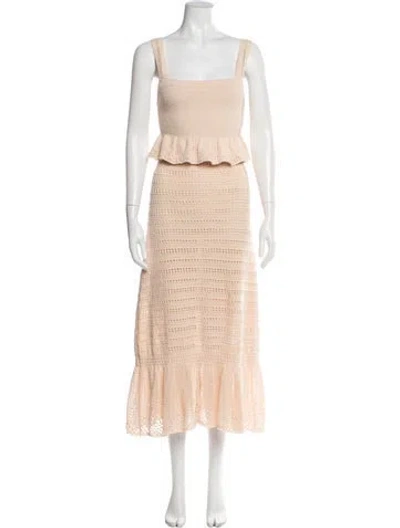 Pre-owned A.l.c Lace Pattern Lasercut Accents Skirt Set In Neutral