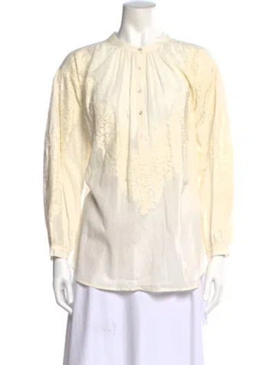 Pre-owned A.l.c Lace Pattern Long Sleeve Blouse In Neutral