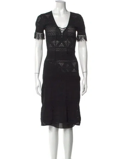 Pre-owned A.l.c Lace Pattern Midi Length Dress In Black