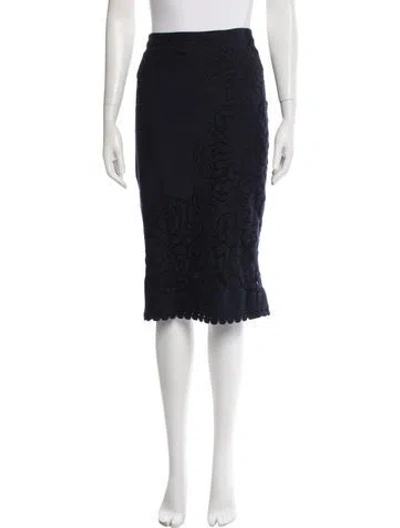 Pre-owned A.l.c Lace Pattern Midi Length Skirt In Blue