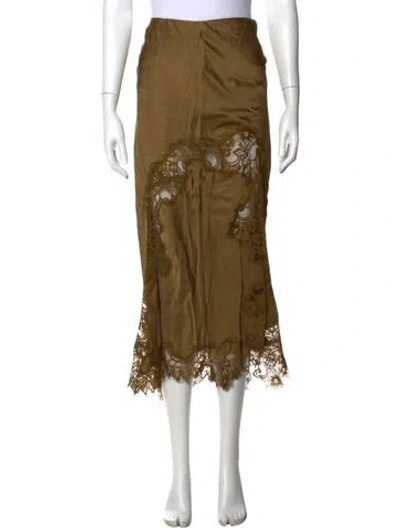 Pre-owned A.l.c Lace Pattern Midi Length Skirt In Green
